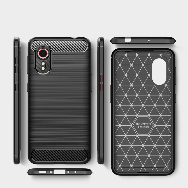 For Samsung Galaxy Xcover 5 Brushed Texture Carbon Fiber TPU Case(Black)