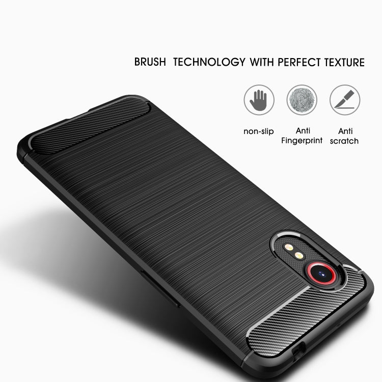 For Samsung Galaxy Xcover 5 Brushed Texture Carbon Fiber TPU Case(Black)