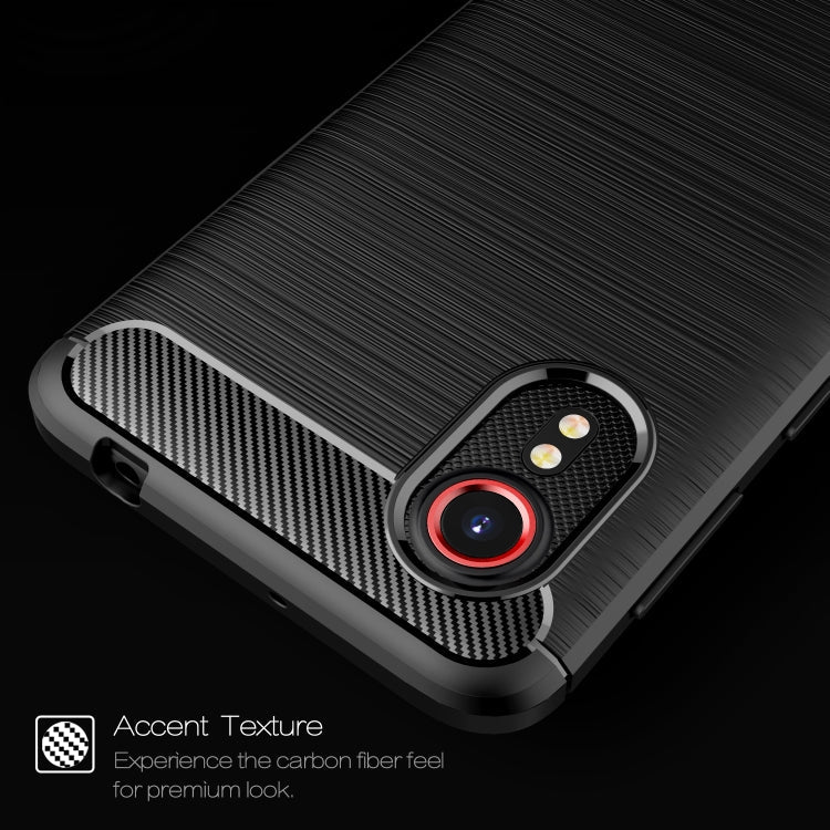 For Samsung Galaxy Xcover 5 Brushed Texture Carbon Fiber TPU Case(Black)