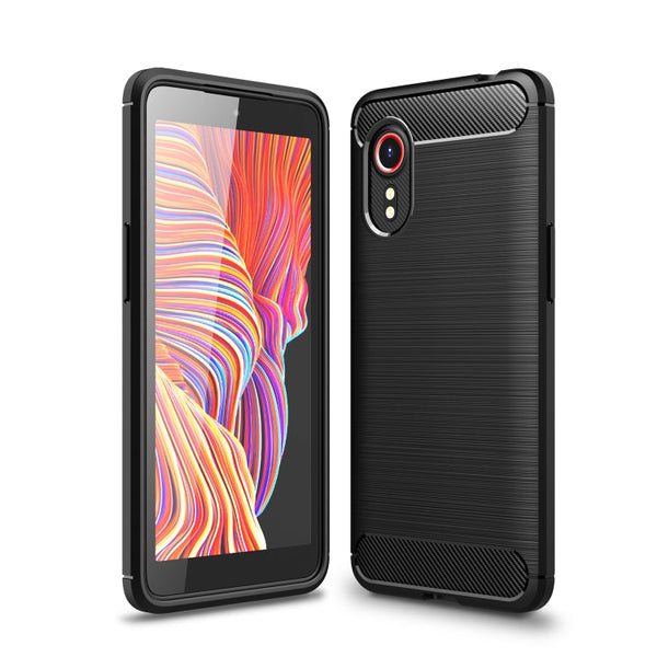 For Samsung Galaxy Xcover 5 Brushed Texture Carbon Fiber TPU Case(Black)