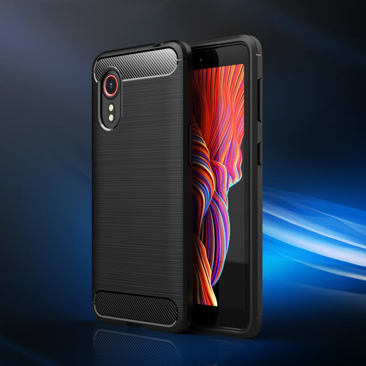 For Samsung Galaxy Xcover 5 Brushed Texture Carbon Fiber TPU Case(Black)