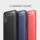 For Samsung Galaxy Xcover 5 Brushed Texture Carbon Fiber TPU Case(Navy Blue)
