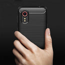 For Samsung Galaxy Xcover 5 Brushed Texture Carbon Fiber TPU Case(Navy Blue)