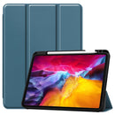 Pure Color Horizontal Flip TPU + PU Leather Tablet Case with Three-folding Holder & Sleep / Wake-up Function & Pen Slot For iPad Pro 11 (2021)(Dard Green)