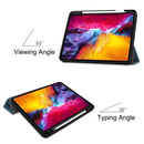 Pure Color Horizontal Flip TPU + PU Leather Tablet Case with Three-folding Holder & Sleep / Wake-up Function & Pen Slot For iPad Pro 11 (2021)(Dard Green)