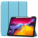 Pure Color Horizontal Flip TPU + PU Leather Tablet Case with Three-folding Holder & Sleep / Wake-up Function & Pen Slot For iPad Pro 11 (2021)(Sky Blue)