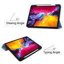 Pure Color Horizontal Flip TPU + PU Leather Tablet Case with Three-folding Holder & Sleep / Wake-up Function & Pen Slot For iPad Pro 11 (2021)(Sky Blue)