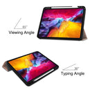 Pure Color Horizontal Flip TPU + PU Leather Tablet Case with Three-folding Holder & Sleep / Wake-up Function & Pen Slot For iPad Pro 11 (2021)(Rose Gold)