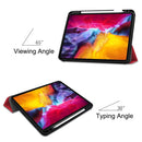 Pure Color Horizontal Flip TPU + PU Leather Tablet Case with Three-folding Holder & Sleep / Wake-up Function & Pen Slot For iPad Pro 11 (2021)(Red)