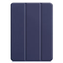Custer Texture Horizontal Flip PU Leather Tablet Case with Three-folding Holder & Sleep / Wake-up Function For iPad Pro 12.9 (2021)(Dark Blue)