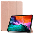 Custer Texture Horizontal Flip PU Leather Tablet Case with Three-folding Holder & Sleep / Wake-up Function For iPad Pro 12.9 (2021)(Rose Gold)