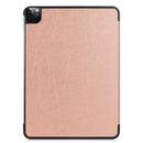 Custer Texture Horizontal Flip PU Leather Tablet Case with Three-folding Holder & Sleep / Wake-up Function For iPad Pro 12.9 (2021)(Rose Gold)