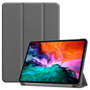 Custer Texture Horizontal Flip PU Leather Tablet Case with Three-folding Holder & Sleep / Wake-up Function For iPad Pro 12.9 (2021)(Grey)