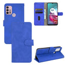 For Motorola Moto G30 / G10 Solid Color Skin Feel Magnetic Buckle Horizontal Flip Calf Texture PU Leather Case with Holder & Card Slots & Wallet(Blue)