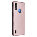 For Motorola Moto E7 Power Carbon Fiber Texture Horizontal Flip TPU + PC + PU Leather Case with Card Slot(Pink)