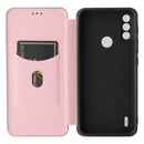 For Motorola Moto E7 Power Carbon Fiber Texture Horizontal Flip TPU + PC + PU Leather Case with Card Slot(Pink)