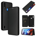 For Motorola Moto E7 Power Carbon Fiber Texture Horizontal Flip TPU + PC + PU Leather Case with Card Slot(Black)