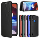 For Motorola Moto E7 Power Carbon Fiber Texture Horizontal Flip TPU + PC + PU Leather Case with Card Slot(Black)