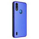 For Motorola Moto E7 Power Carbon Fiber Texture Horizontal Flip TPU + PC + PU Leather Case with Card Slot(Blue)