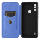 For Motorola Moto E7 Power Carbon Fiber Texture Horizontal Flip TPU + PC + PU Leather Case with Card Slot(Blue)