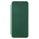 For Motorola Moto E7 Power Carbon Fiber Texture Horizontal Flip TPU + PC + PU Leather Case with Card Slot(Green)
