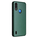 For Motorola Moto E7 Power Carbon Fiber Texture Horizontal Flip TPU + PC + PU Leather Case with Card Slot(Green)