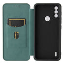 For Motorola Moto E7 Power Carbon Fiber Texture Horizontal Flip TPU + PC + PU Leather Case with Card Slot(Green)