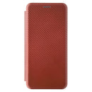 For Motorola Moto E7 Power Carbon Fiber Texture Horizontal Flip TPU + PC + PU Leather Case with Card Slot(Brown)