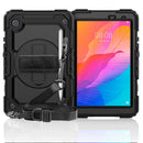 For Huawei MatePad T8 Shockproof Colorful Silicone + PC Protective Case with Holder & Shoulder Strap & Hand Strap(Black)