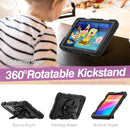For Huawei MatePad T8 Shockproof Colorful Silicone + PC Protective Case with Holder & Shoulder Strap & Hand Strap(Black)