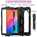 For Huawei MatePad T8 Shockproof Colorful Silicone + PC Protective Case with Holder & Shoulder Strap & Hand Strap(Black)
