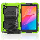 For Huawei MatePad T8 Shockproof Colorful Silicone + PC Protective Case with Holder & Shoulder Strap & Hand Strap(Yellow Green)