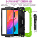 For Huawei MatePad T8 Shockproof Colorful Silicone + PC Protective Case with Holder & Shoulder Strap & Hand Strap(Yellow Green)