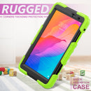 For Huawei MatePad T8 Shockproof Colorful Silicone + PC Protective Case with Holder & Shoulder Strap & Hand Strap(Yellow Green)