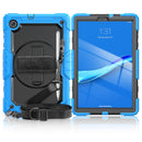 For Lenovo Tab M10 FHD Plus Shockproof Colorful Silicone + PC Protective Case with Holder & Shoulder Strap & Hand Strap(Light Blue)