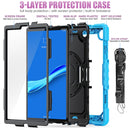 For Lenovo Tab M10 FHD Plus Shockproof Colorful Silicone + PC Protective Case with Holder & Shoulder Strap & Hand Strap(Light Blue)