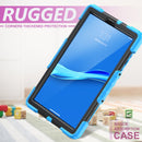 For Lenovo Tab M10 FHD Plus Shockproof Colorful Silicone + PC Protective Case with Holder & Shoulder Strap & Hand Strap(Light Blue)