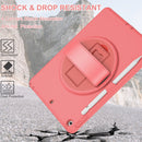360 Degree Rotation PC + TPU Protective Case with Holder & Hand-strap & Pen Slot For iPad 10.2 2021 / 2020 / 2019(Pink)