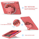 360 Degree Rotation PC + TPU Protective Case with Holder & Hand-strap & Pen Slot For iPad 10.2 2021 / 2020 / 2019(Pink)