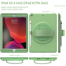 360 Degree Rotation PC + TPU Protective Case with Holder & Hand-strap & Pen Slot For iPad 10.2 2021 / 2020 / 2019(Green)