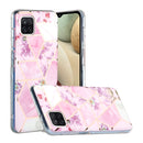 For Samsung Galaxy A12 Flat Plating Splicing Gilding Protective Case(Purple Flowers Color Matching)