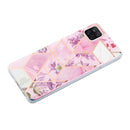 For Samsung Galaxy A12 Flat Plating Splicing Gilding Protective Case(Purple Flowers Color Matching)