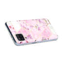 For Samsung Galaxy A12 Flat Plating Splicing Gilding Protective Case(Purple Flowers Color Matching)