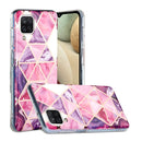 For Samsung Galaxy A12 Flat Plating Splicing Gilding Protective Case(Rose Red Purple Color Matching)