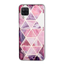 For Samsung Galaxy A12 Flat Plating Splicing Gilding Protective Case(Rose Red Purple Color Matching)
