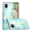 For Samsung Galaxy A12 Flat Plating Splicing Gilding Protective Case(Green Glitter Color Matching)