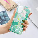 For Samsung Galaxy A32 5G Flat Plating Splicing Gilding Protective Case(Green Glitter Color Matching)