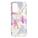 For Samsung Galaxy A52 5G / 4G Flat Plating Splicing Gilding Protective Case(Purple White Marble Color Matching)