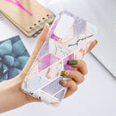 For Samsung Galaxy A52 5G / 4G Flat Plating Splicing Gilding Protective Case(Purple White Marble Color Matching)