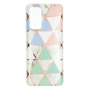 For Samsung Galaxy A52 5G / 4G Flat Plating Splicing Gilding Protective Case(Blue White Green Pink Color Matching)